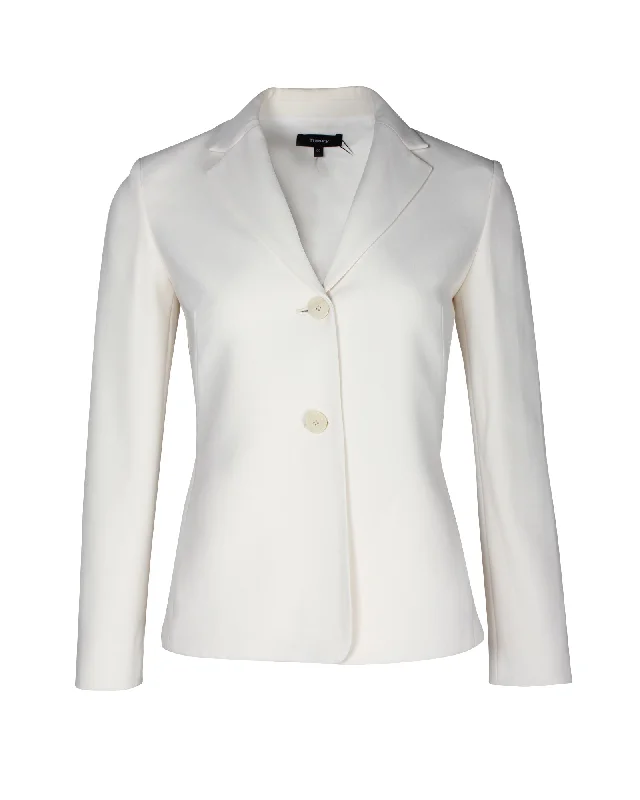 Online Exclusive Theory Pleat Blazer in White Triacetate