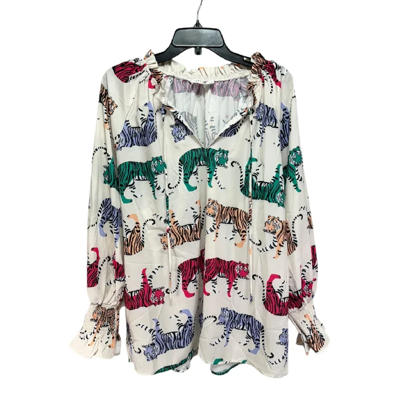 Anniversary Sale Tiger Top Long Sleeve By First Love In Multi-colored, Size: Xl