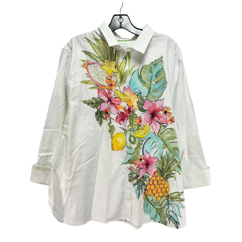 Special Discount Top 3/4 Sleeve By Chicos In Floral Print, Size: Xxl