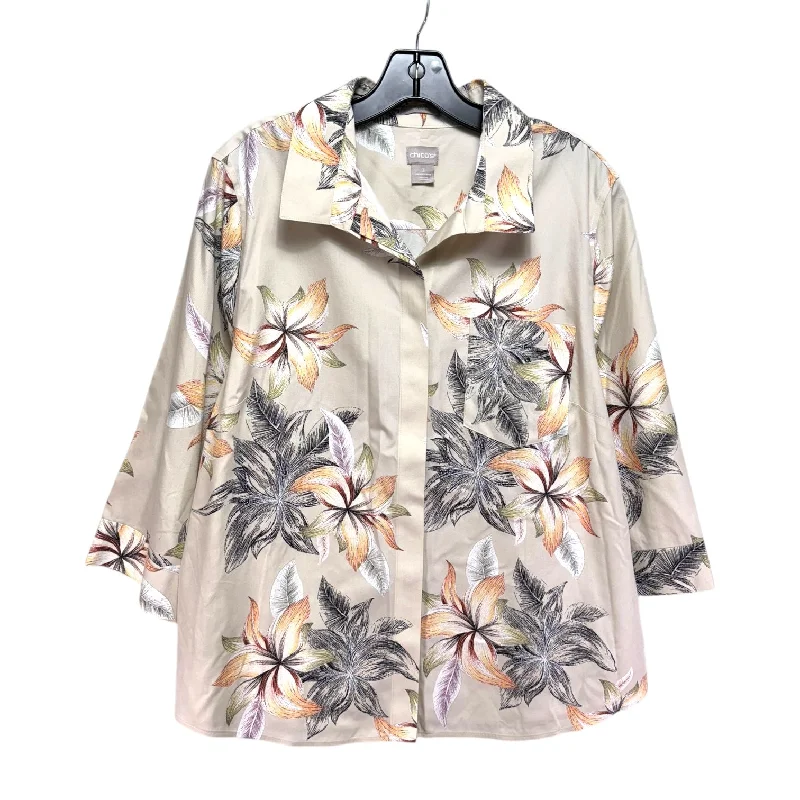 Super Bargain Top 3/4 Sleeve By Chicos In Multi-colored, Size: 16