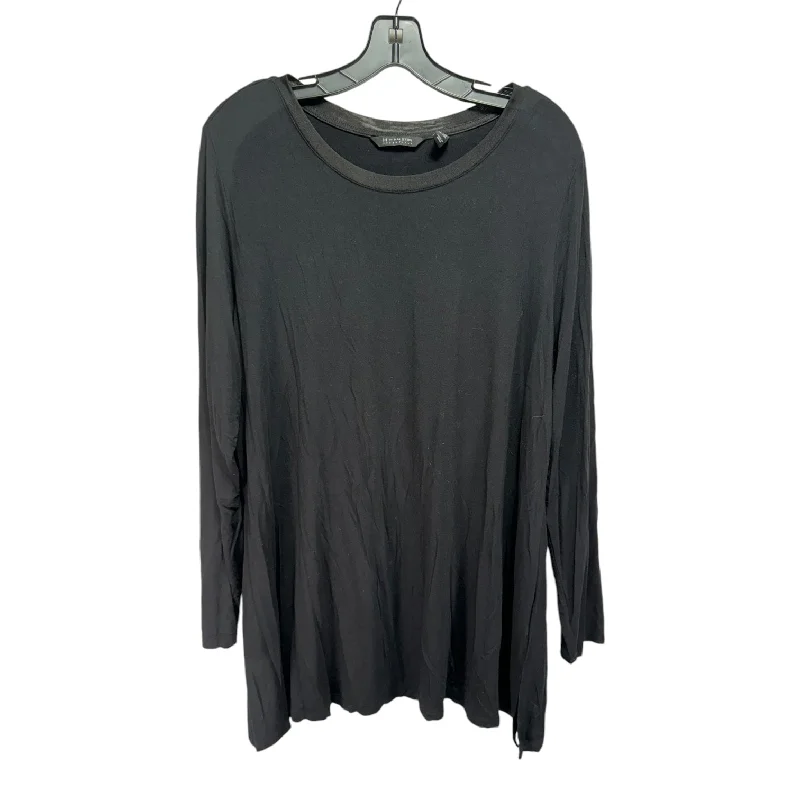 Bargain Bin Top Long Sleeve Basic By Halston In Black, Size: 1x