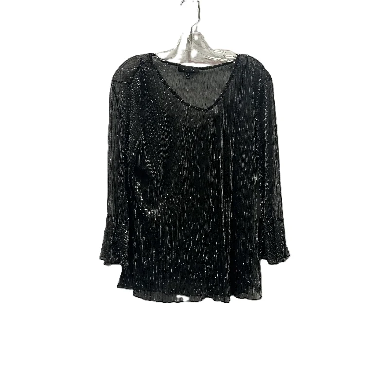Price Rollback Top Long Sleeve By Adiva In Black & Silver, Size: Xl