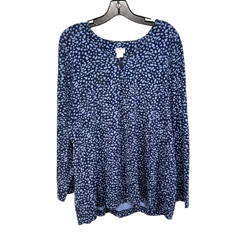 Quick Sale Top Long Sleeve By Chicos In Blue, Size: Xxl
