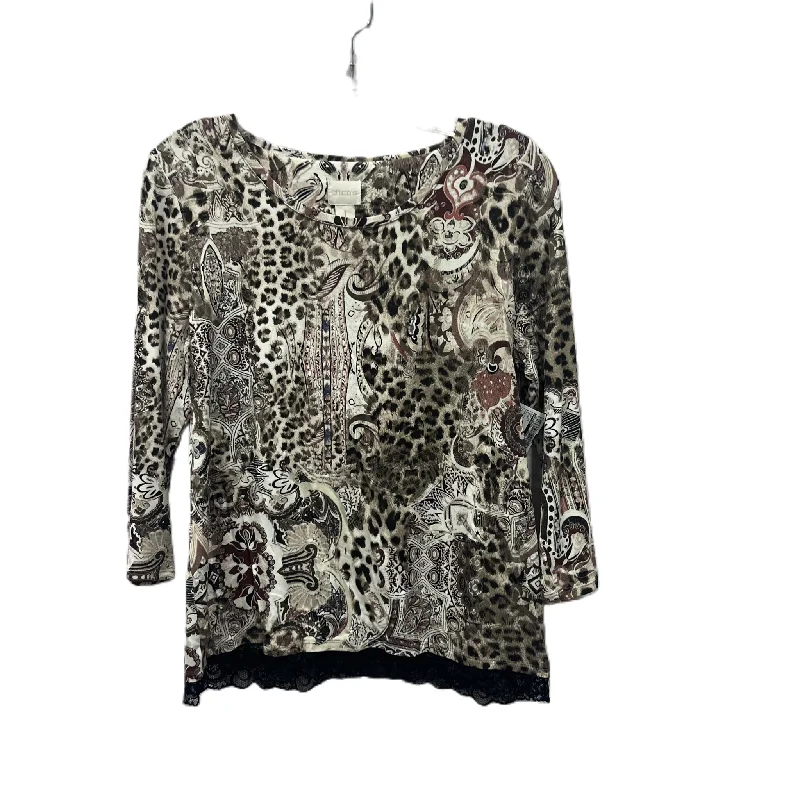 Overstock Top Long Sleeve By Chicos In Brown, Size: S