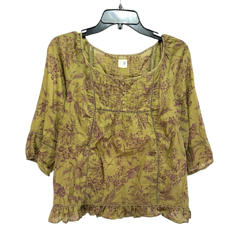 Weekend Flash Sale Top Long Sleeve By Edme And Esyllte In Green & Purple, Size: 6