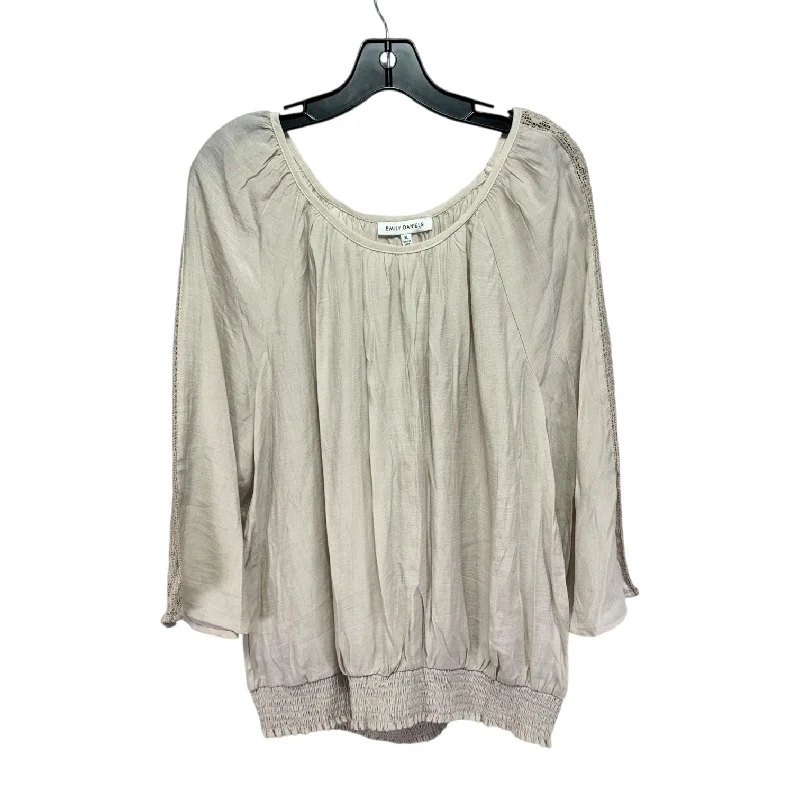 Bonus Savings Top Long Sleeve By Emily Daniels In Beige, Size: Xl