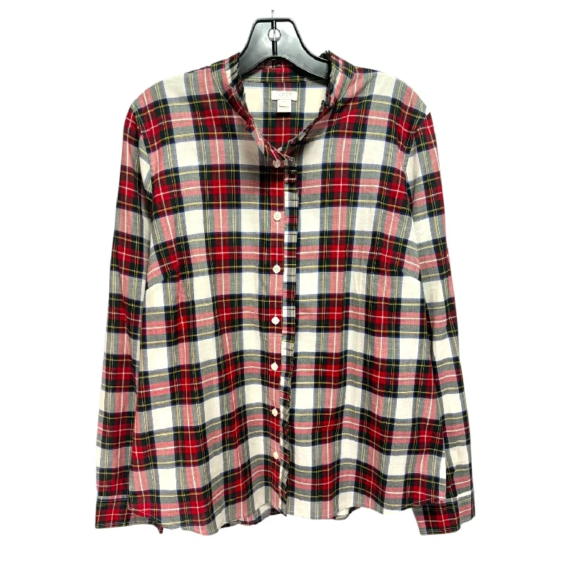 Top Long Sleeve By J. Crew In Plaid Pattern, Size: Xl