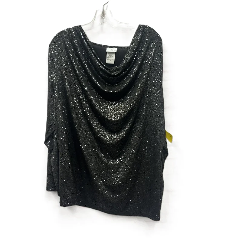 Steals and Deals Top Long Sleeve By Jaclyn Smith In Black & Silver, Size: 1x