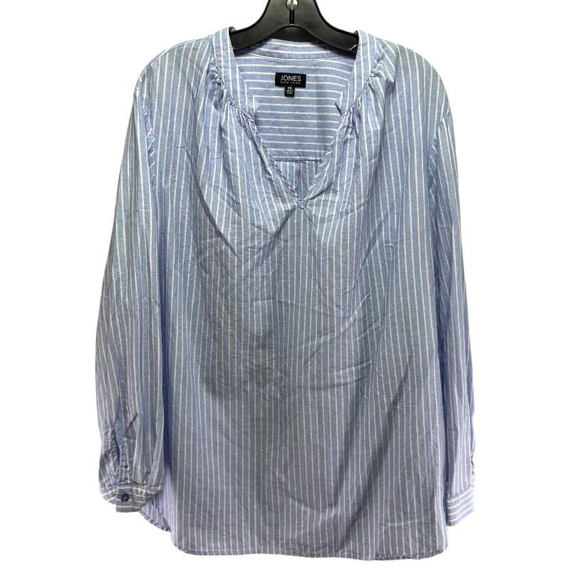 Exclusive Deal Top Long Sleeve By Jones New York In Striped Pattern, Size: 2x
