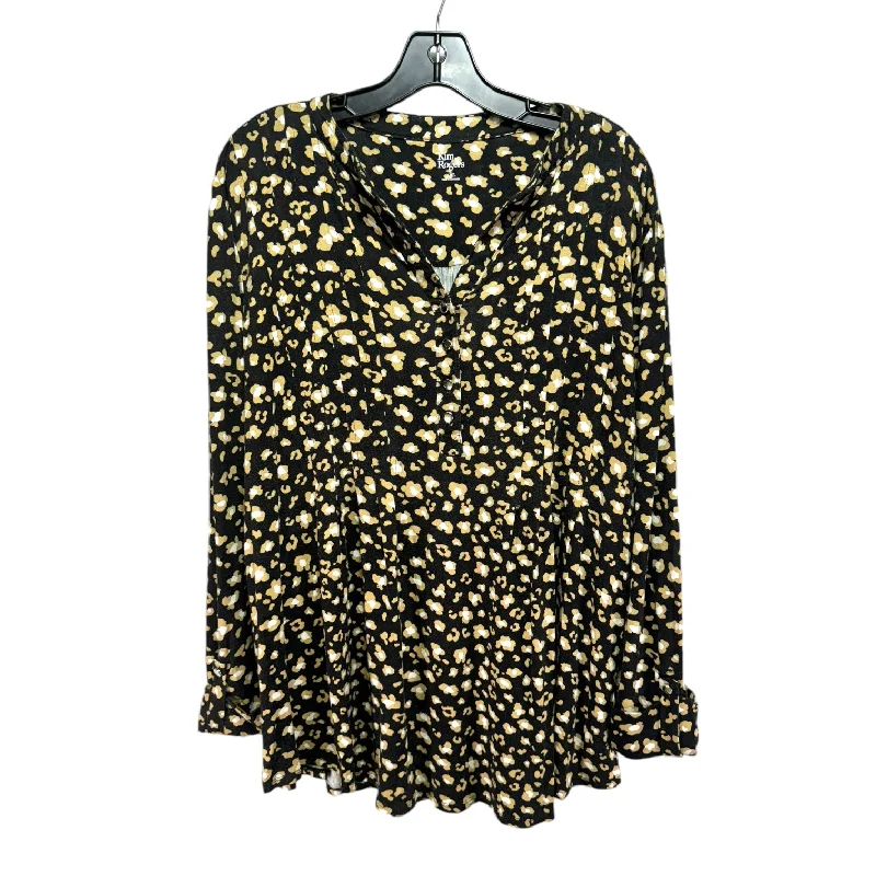 New Markdowns Top Long Sleeve By Kim Rogers In Animal Print, Size: Xxl