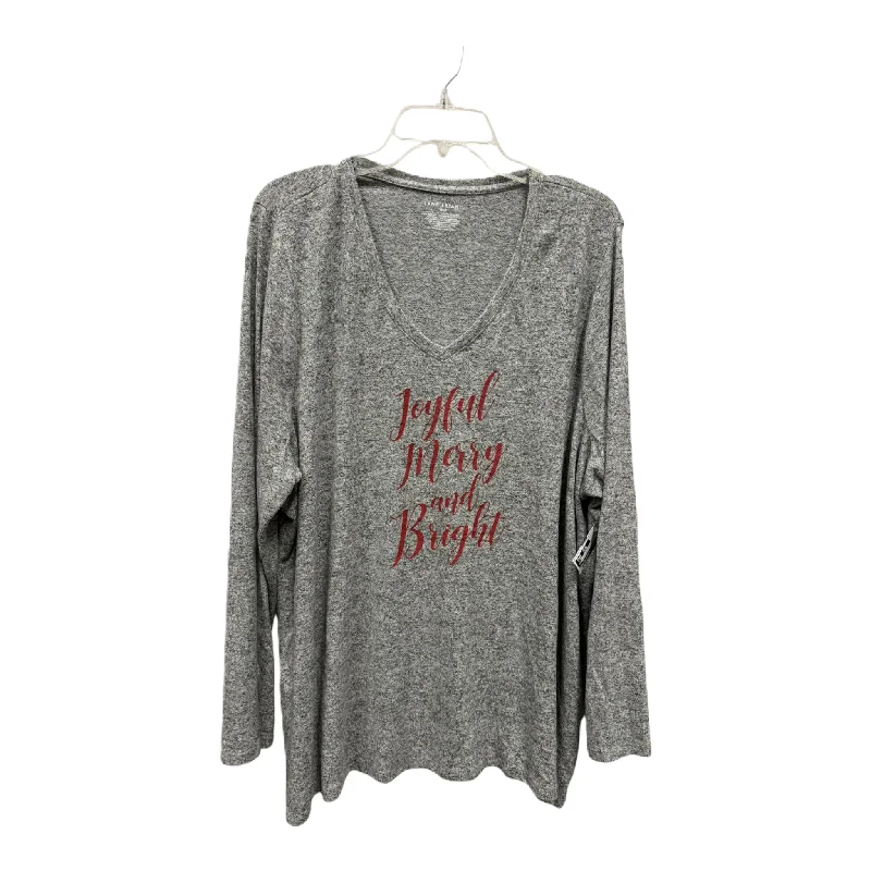 Markdowns Top Long Sleeve By Lane Bryant In Grey, Size: 2x