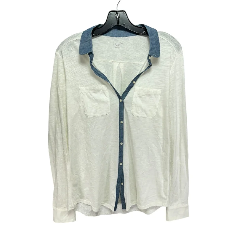 Price Fest Top Long Sleeve By Loft In White, Size: S