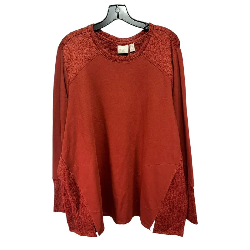 Top Long Sleeve By Logo In Copper, Size: 2x