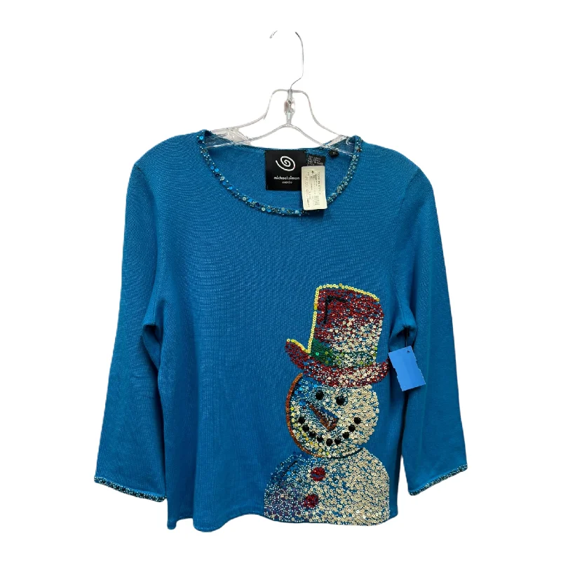 Extra Savings Top Long Sleeve By Michael Simon In Blue, Size: M
