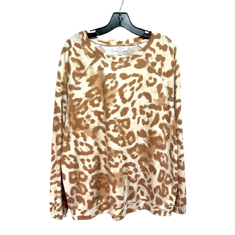 Doorbuster Deal Top Long Sleeve By New Directions In Animal Print, Size: 2x