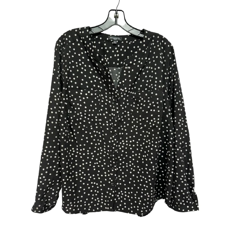Blowout Sale Top Long Sleeve By Notations In Polkadot Pattern, Size: 2x