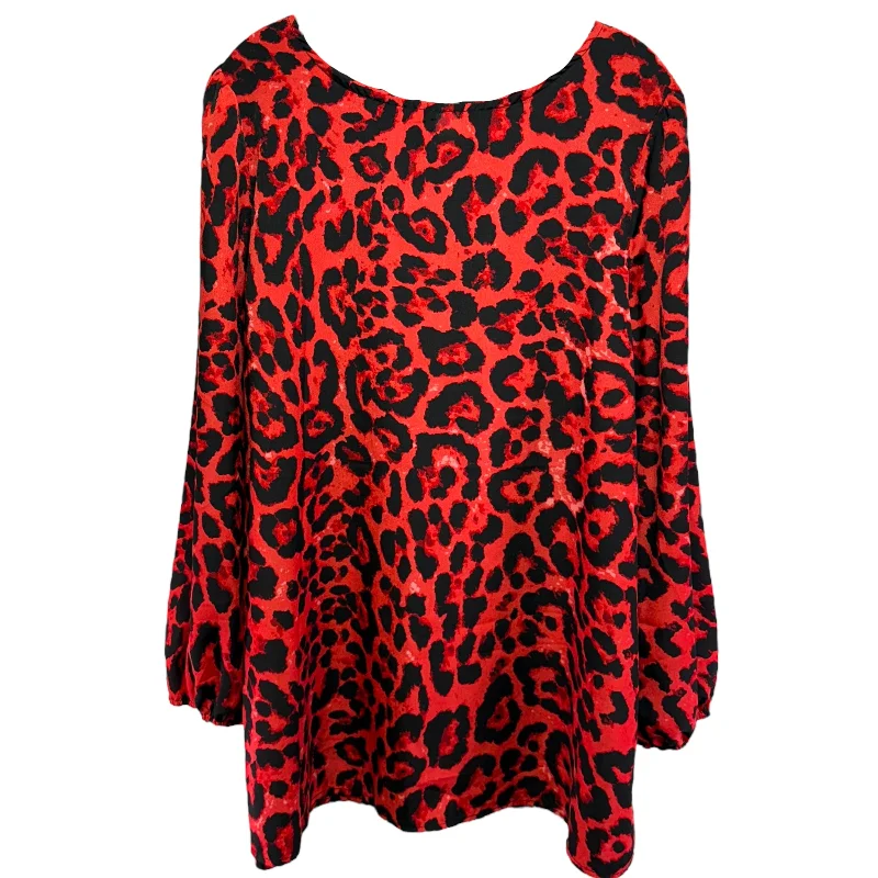 Unbeatable Prices Top Long Sleeve By Shein In Animal Print, Size: 2x