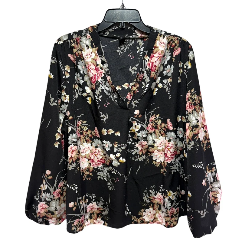 Clearance Sale Top Long Sleeve By Shein In Floral Print, Size: 2x
