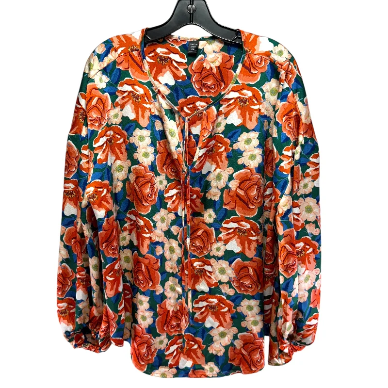 Year-End Clearance Top Long Sleeve By Shein In Floral Print, Size: 2x