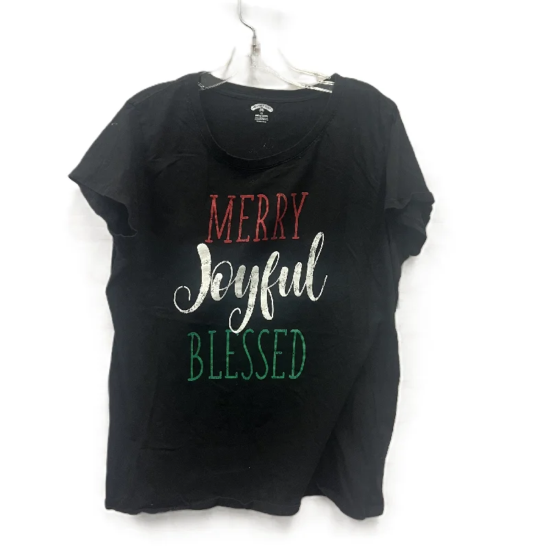 Early Access Top Short Sleeve Basic By Holiday Time In Black, Size: 2x
