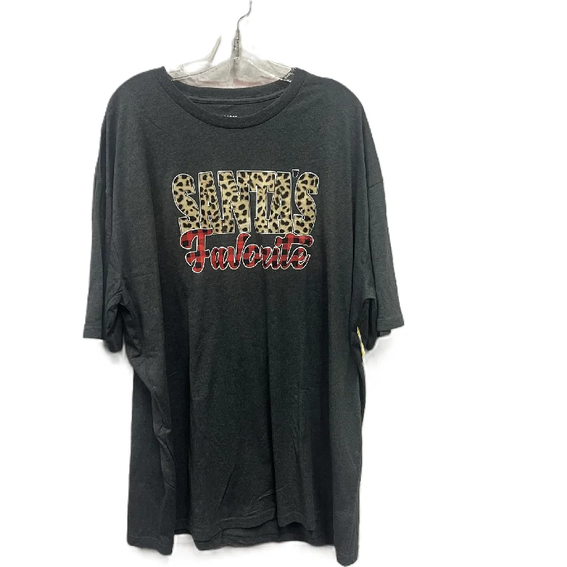 Deal Zone Top Short Sleeve Basic  In Grey, Size: 3x