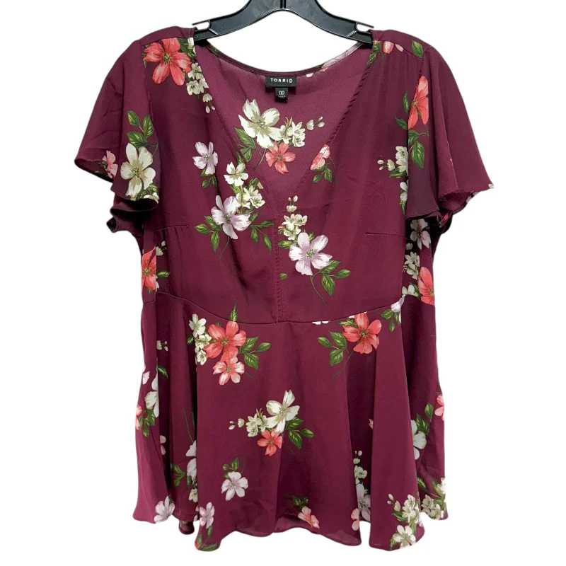 Lowest Price Top Short Sleeve By Torrid In Floral Print, Size: L
