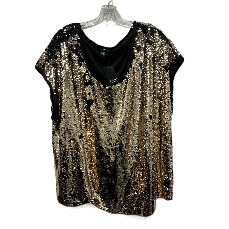 One-DAY Sale Top Short Sleeve By Torrid In Gold, Size: 3x