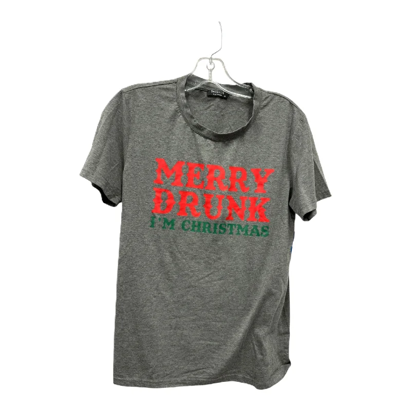 Special Price Top Short Sleeve  In Grey, Size: M