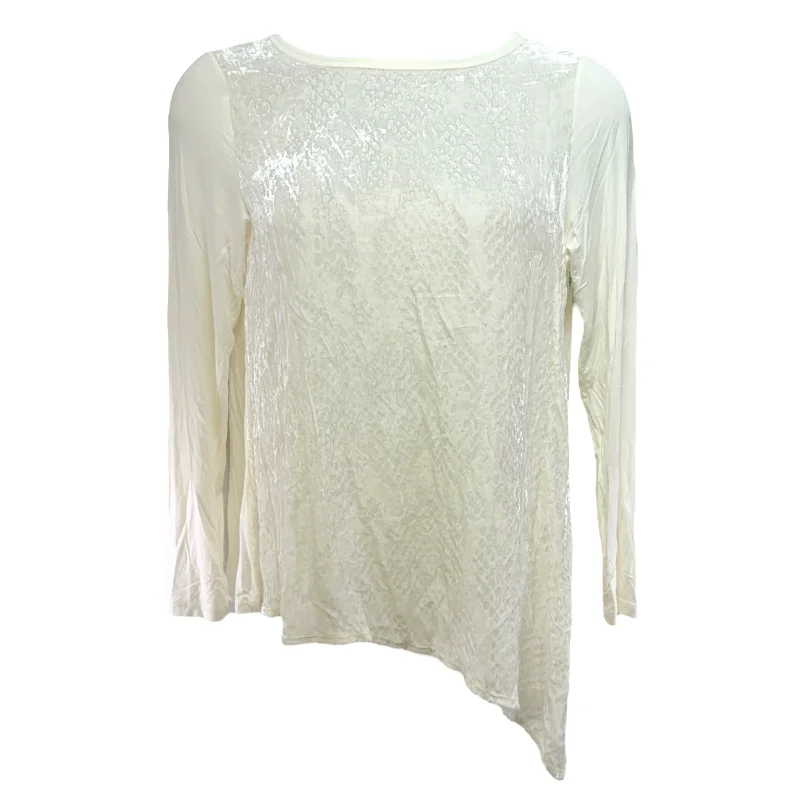 Can't Miss Velvet Burnout Asymmetric Hem Top By Karen Kane In Cream, Size: L