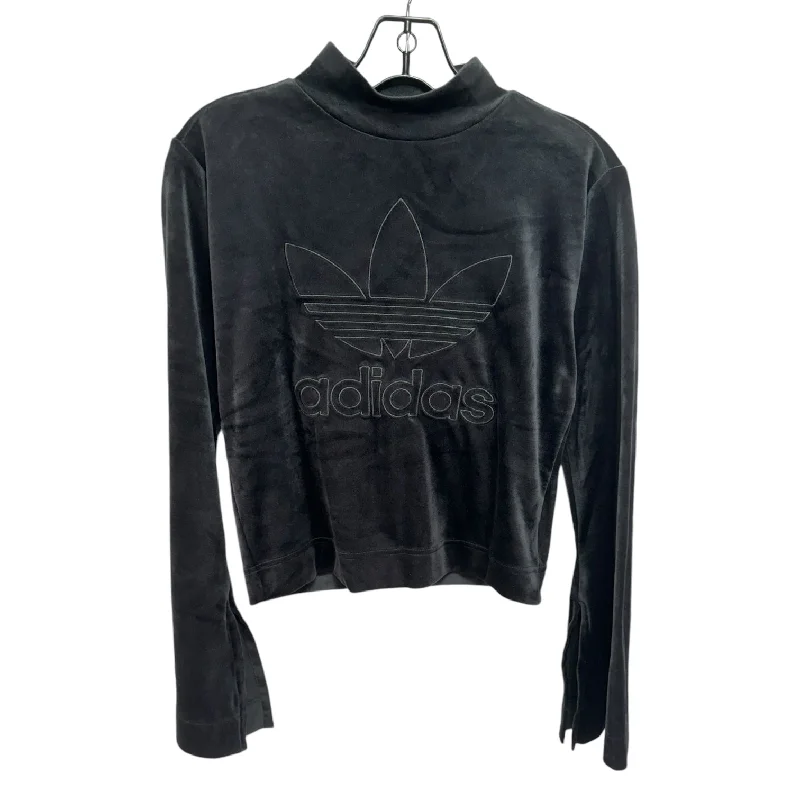 Take Advantage Velvet Split Sleeve Top Long Sleeve By Adidas In Black, Size: Xs