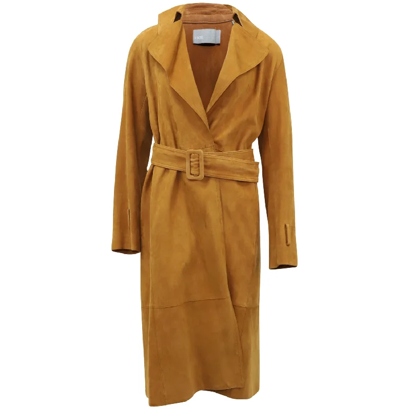 Major Savings Vince Classic Trench Coat in Brown Lamb Leather
