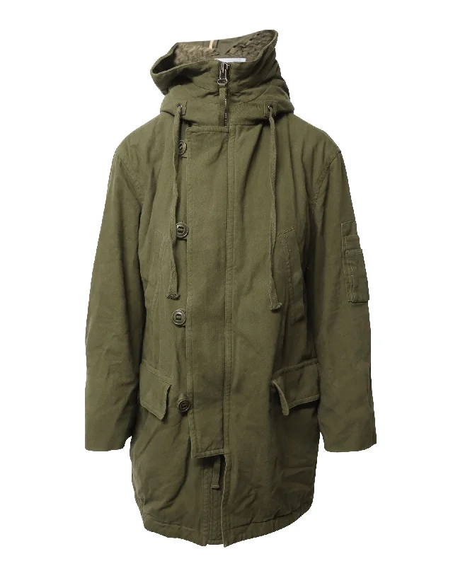 Final Markdown Vince Hooded Parka in Army Green Cotton