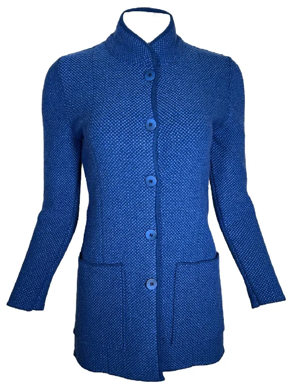 Best Seller Women Bicolor Cashmere Long Coat In Vero Blu/royal