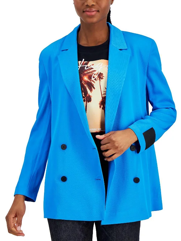 Exclusive Savings Womens Crinkled Trendy Double-Breasted Blazer