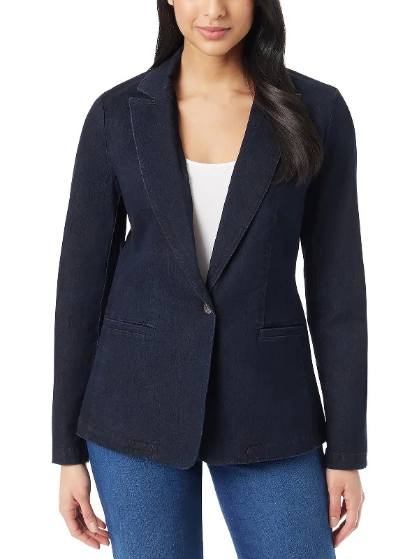 Incredible Offers Womens Denim Stretch One-Button Blazer
