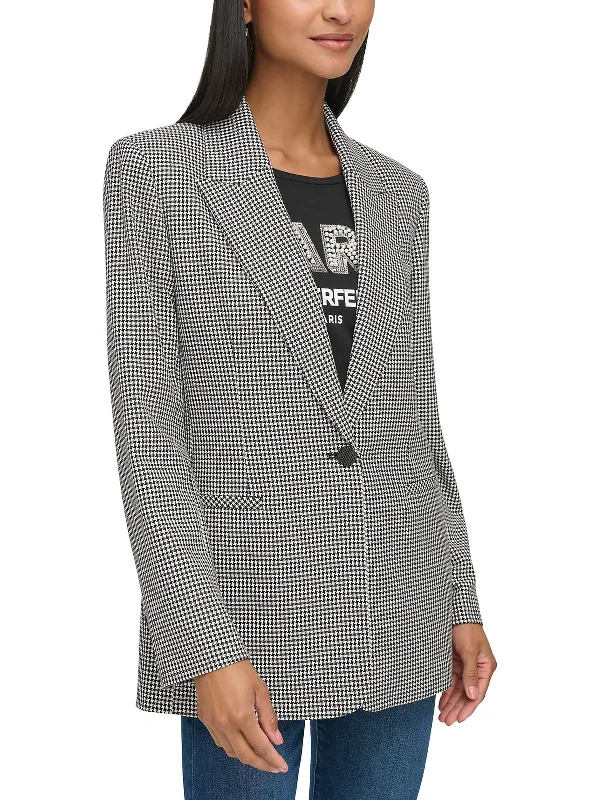 Big Savings Womens Houndstooth Proffessional One-Button Blazer