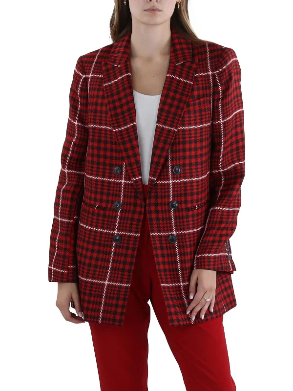 Special Savings Womens Houndstooth Topper Double-Breasted Blazer
