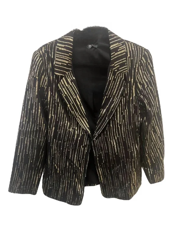 Deal Zone Women's Linda Gold Sequin Jacket In Black/gold