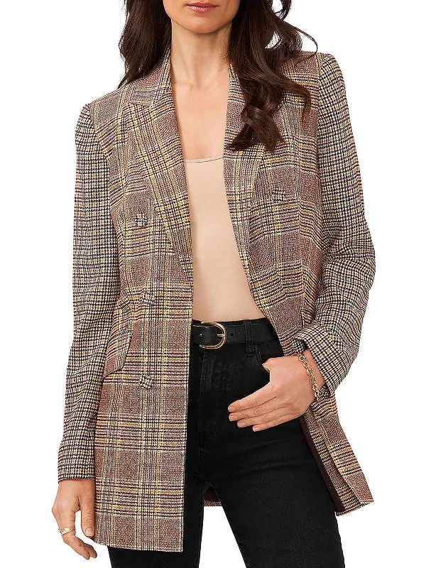 Buy Now Womens Plaid Office Double-Breasted Blazer