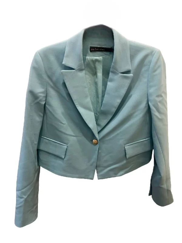 Price Smash Women's Short Flap Pockets Jacket In Aqua