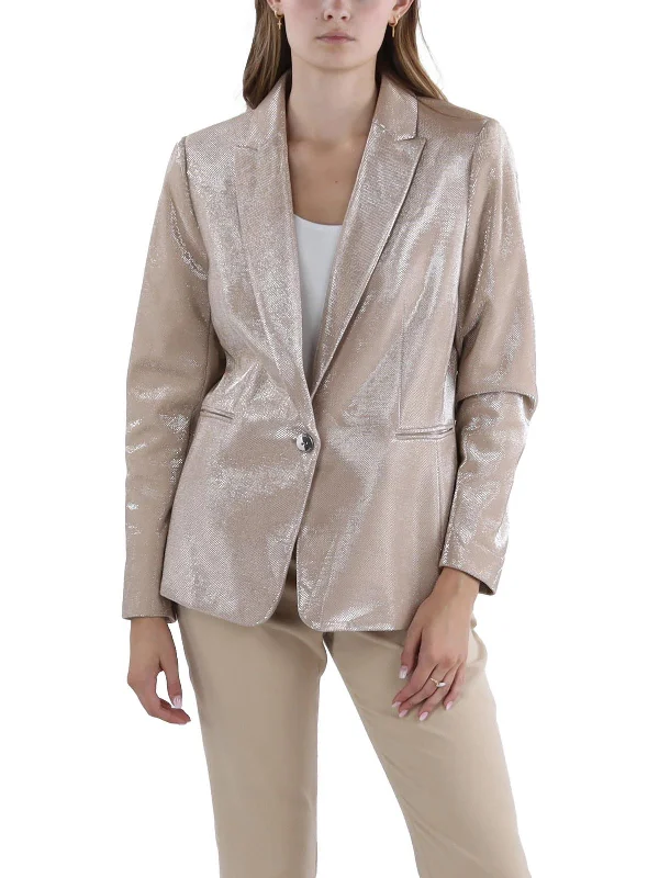 Weekend Deal Womens Textured Special Occasion One-Button Blazer