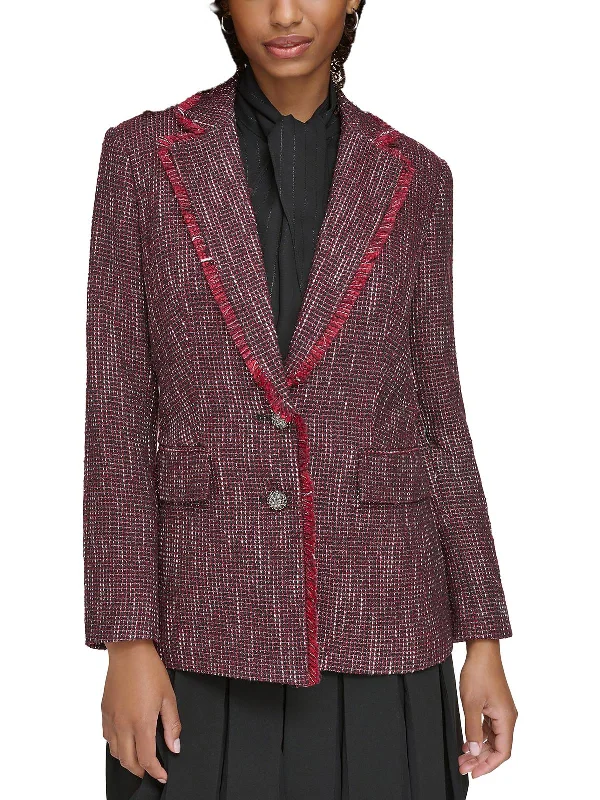 Special Price Womens Tweed Office Wear Two-Button Blazer