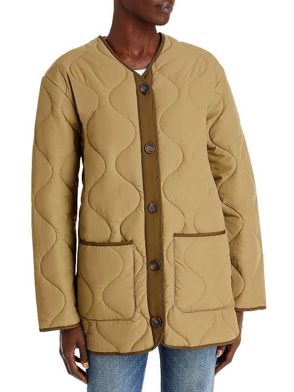 Womens V-Neck Short Quilted Coat