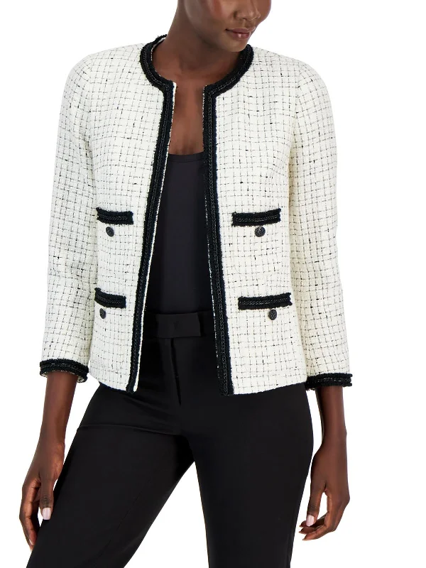 Shop and Save Womens Wool-Blend Work Day Wear Collarless Blazer