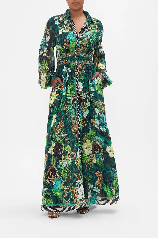 Buy More, Save More WAISTBAND LONG DRESS WITH COLLAR SING MY SONG