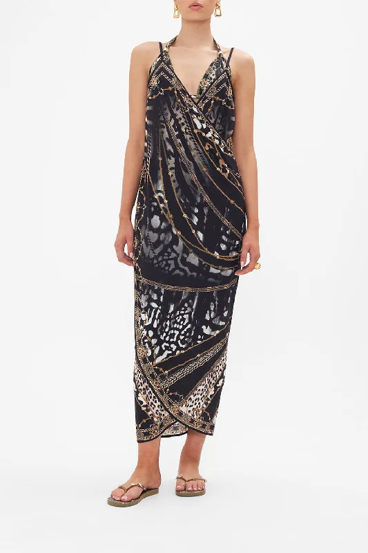 Instant Savings SARONG WITH STRAPS AND TRIM DETAIL UNTAMED ROYALTY