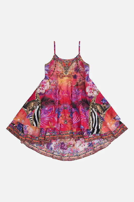Weekend Deal KIDS' ROUND NECK TIERED DRESS  12-14 WILD LOVING