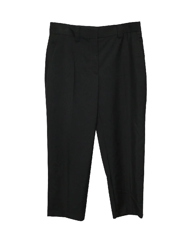 Acne Studios Straight Leg Cropped Trousers in Black Wool Blend