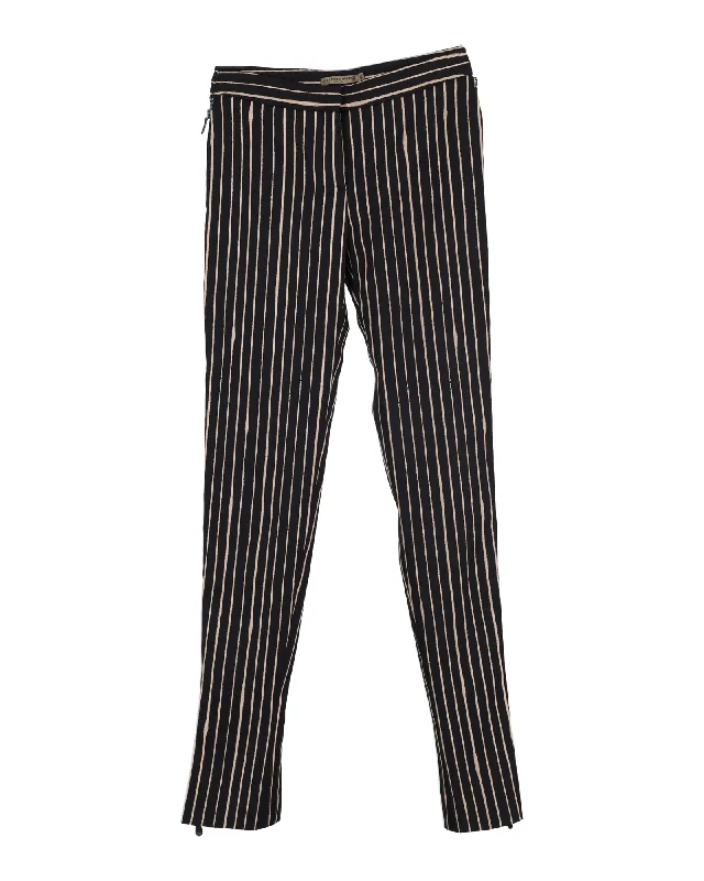 Super Sale Alexander McQueen Striped Slim-Fit Trousers in Black Silk