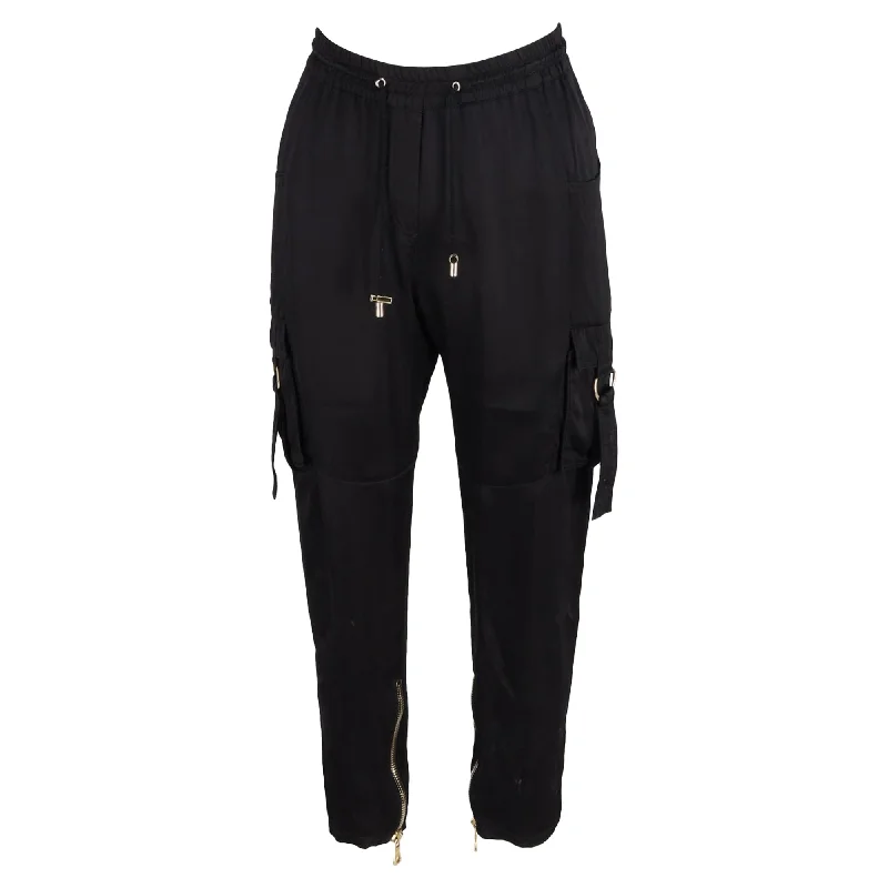 Huge Discounts Balmain Drawstring Slim-Fit Cargo Pants in Black Cotton
